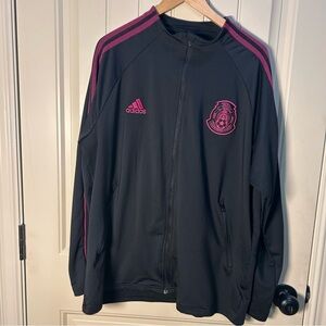 Adidas Mexico National Soccer Team Black Jacket with Pink Trim and Logo, Size XL